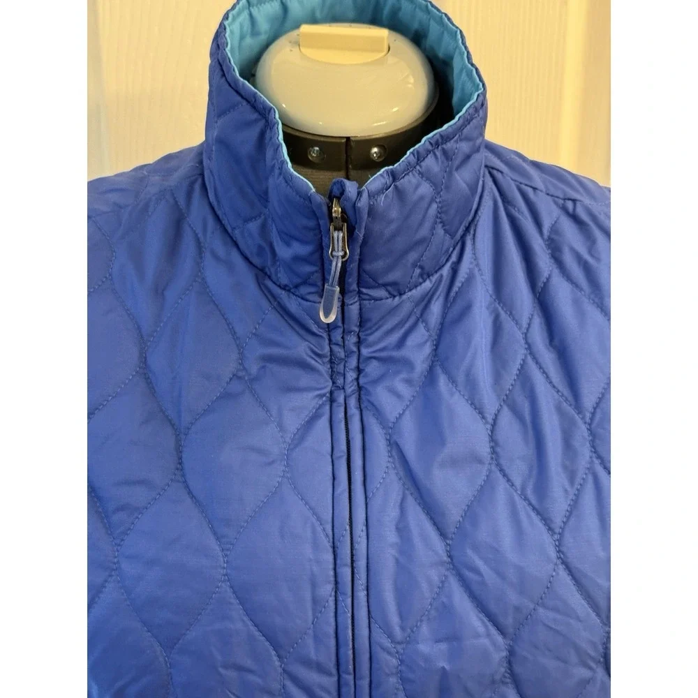 LL BEAN Women's Blue Turquoise LIGHTWEIGHT QUILTED Insulated REVERSIBLE VEST L